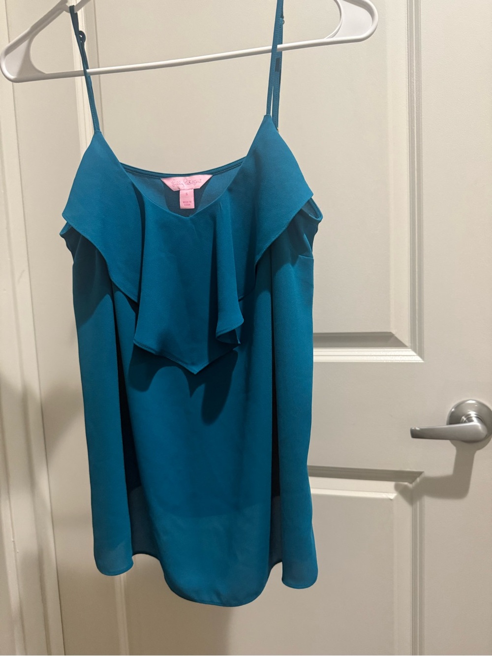 Lilly Pulitzer Women's Teal Ruffle Cami Top - Lightweight Summer Shell